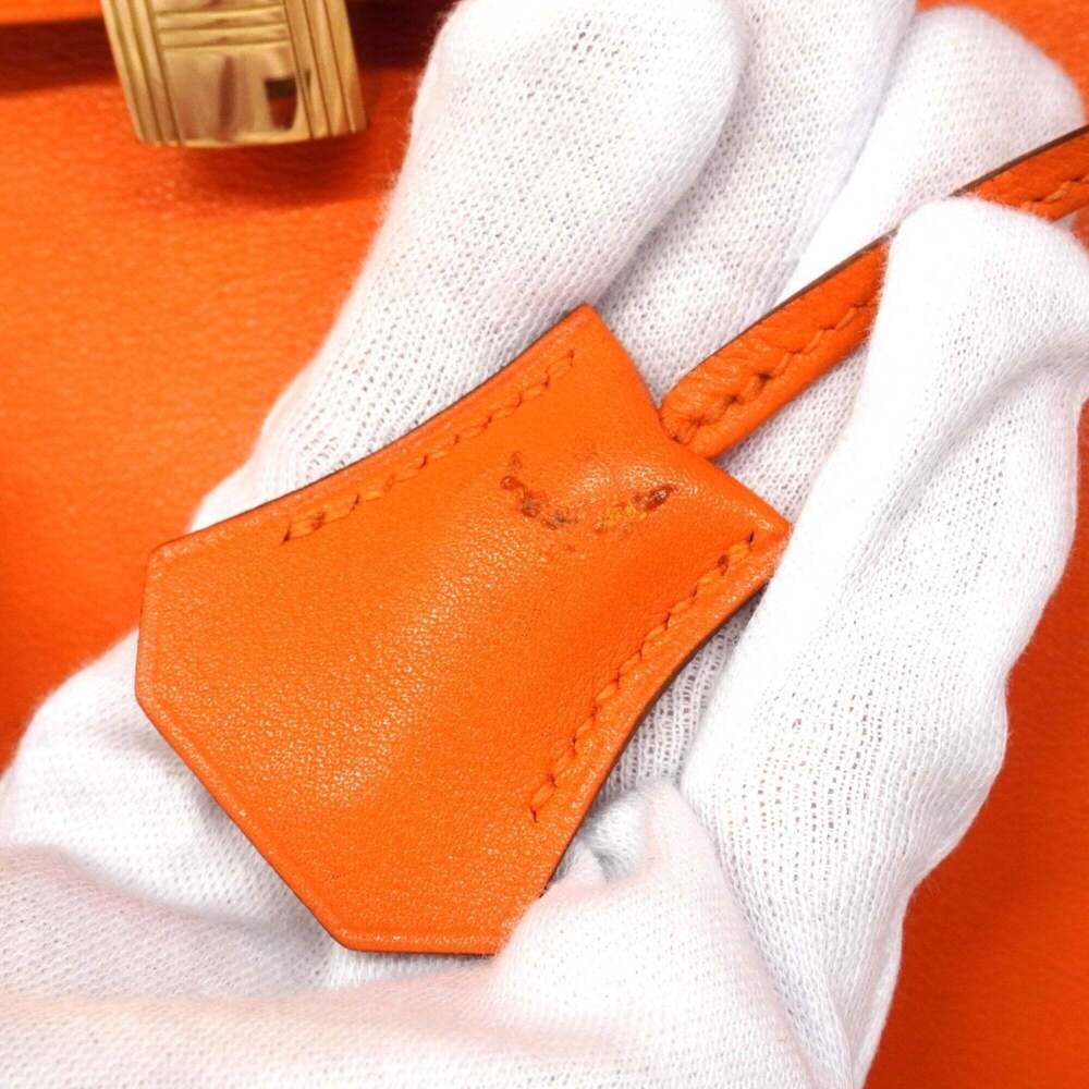 Hermes Birkin 35 Handbag, Veau Gulliver Leather, Orange, □B Stamp, Women's - Picture 10 of 13